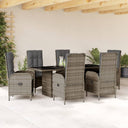 vidaXL 7-delige Tuinset met kussens poly rattan zwart