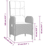 vidaXL 7-delige Tuinset met kussens poly rattan zwart