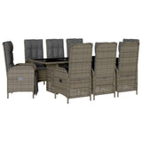 vidaXL 7-delige Tuinset met kussens poly rattan zwart