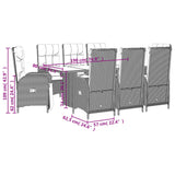 vidaXL 7-delige Tuinset met kussens poly rattan zwart