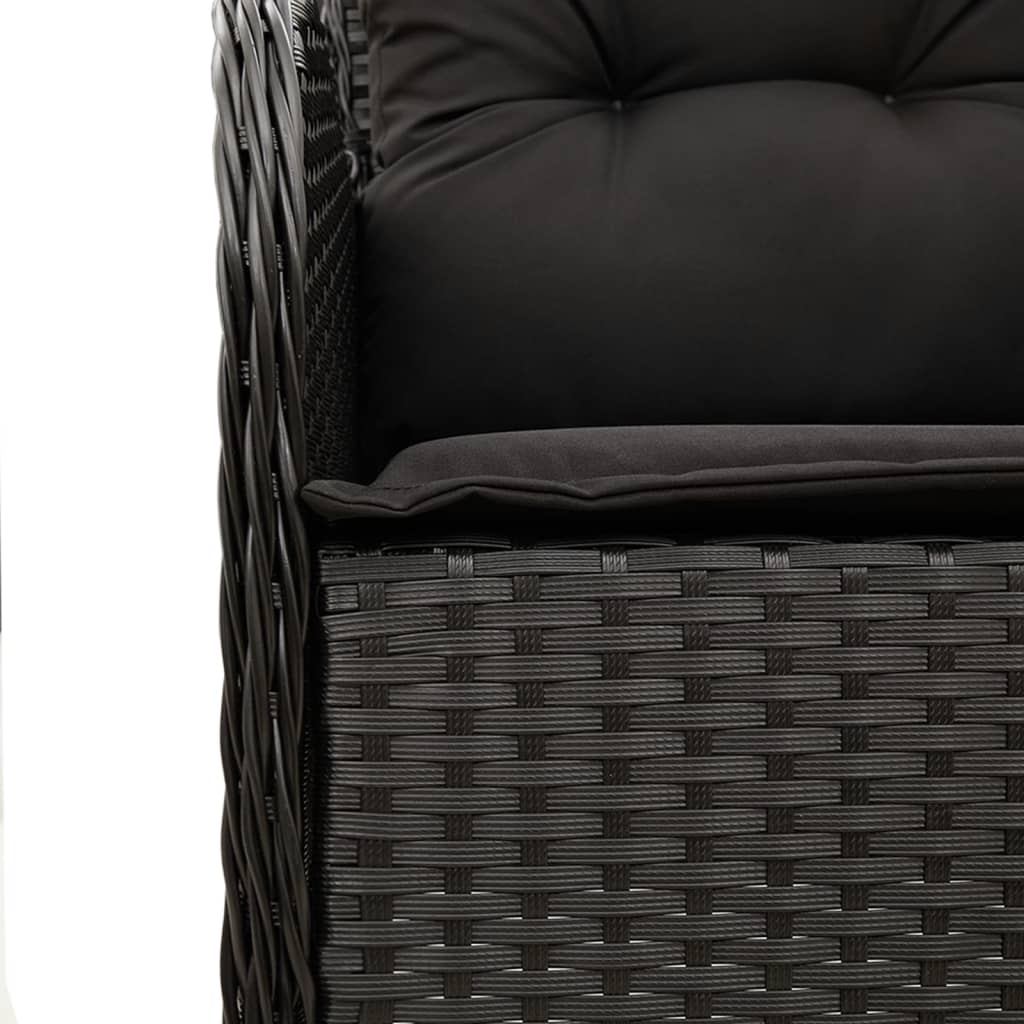 vidaXL 7-delige Tuinset met kussens poly rattan zwart
