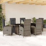 vidaXL 7-delige Tuinset met kussens poly rattan zwart