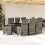 vidaXL 7-delige Tuinset met kussens poly rattan zwart