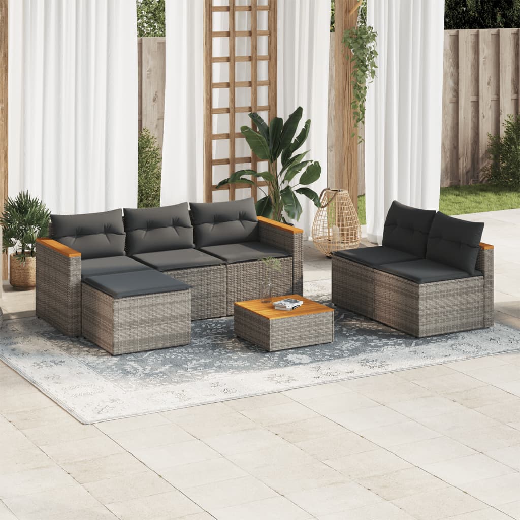 vidaXL 5-delige Loungeset met kussens poly rattan acacia zwart