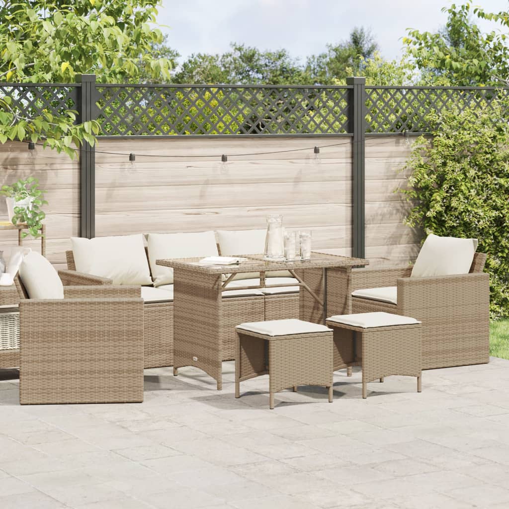 vidaXL 6-delige Loungeset met kussens poly rattan zwart