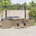vidaXL 6-delige Loungeset met kussens poly rattan zwart