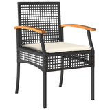 vidaXL 3-delige Tuinset met kussens poly rattan zwart