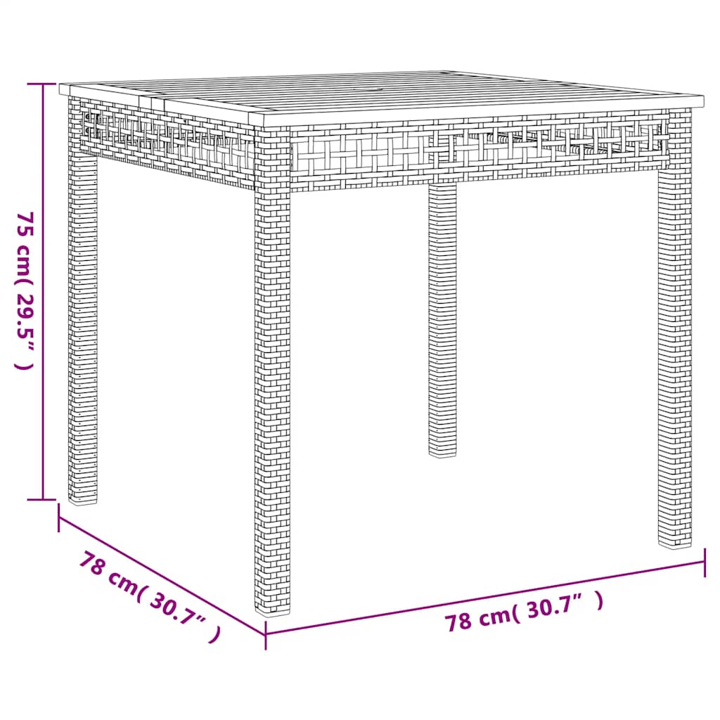 vidaXL 3-delige Tuinset met kussens poly rattan zwart