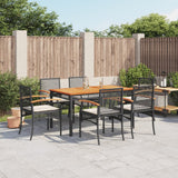 vidaXL 3-delige Tuinset met kussens poly rattan zwart