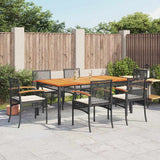 vidaXL 3-delige Tuinset met kussens poly rattan zwart