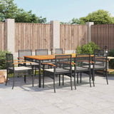 vidaXL 3-delige Tuinset met kussens poly rattan zwart