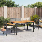 vidaXL 3-delige Tuinset met kussens poly rattan zwart