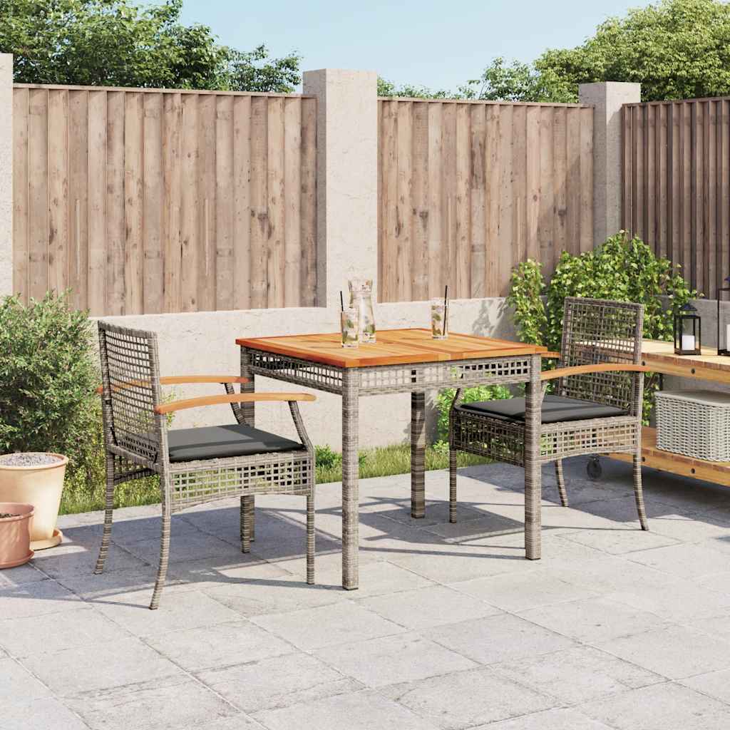 vidaXL 3-Piece Garden Lounge Set with Cushions Poly Rattan Grey