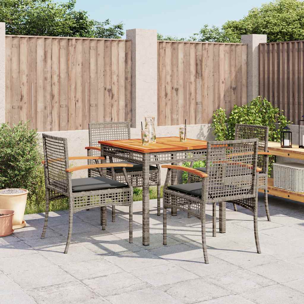 vidaXL 3-Piece Garden Lounge Set with Cushions Poly Rattan Grey
