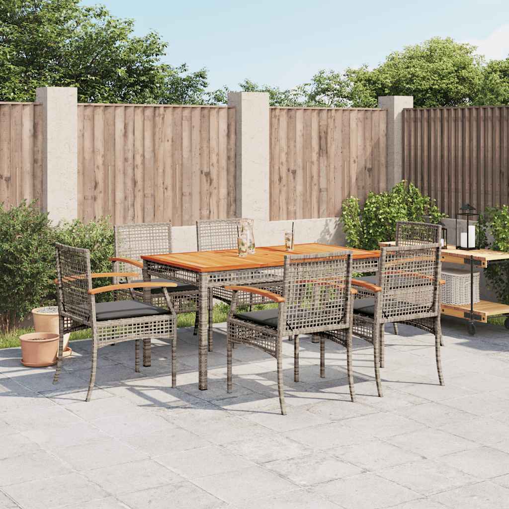 vidaXL 3-Piece Garden Lounge Set with Cushions Poly Rattan Grey