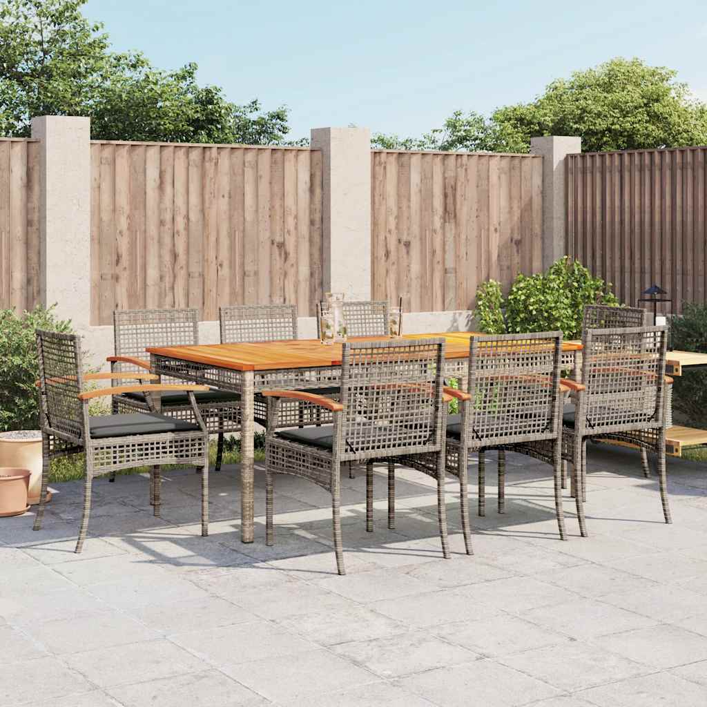 vidaXL 3-Piece Garden Lounge Set with Cushions Poly Rattan Grey