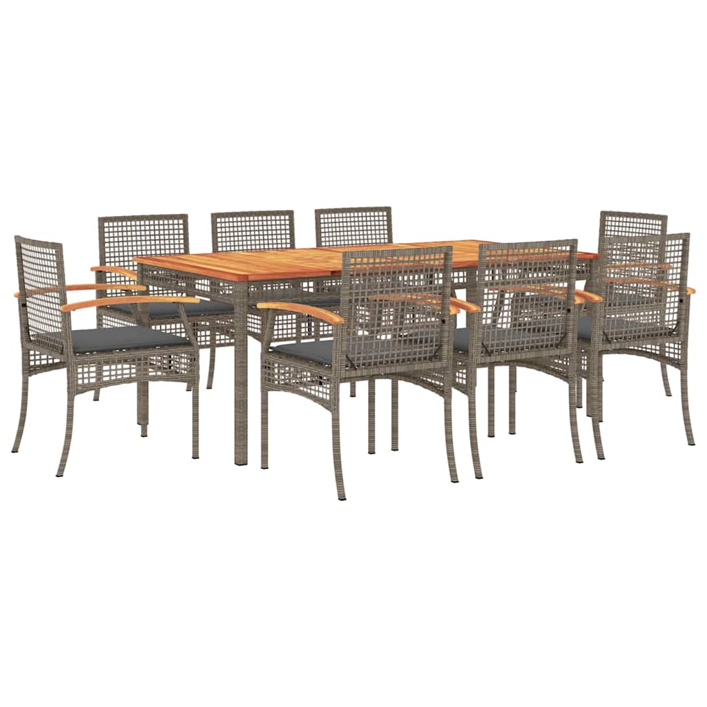 vidaXL 3-Piece Garden Lounge Set with Cushions Poly Rattan Grey