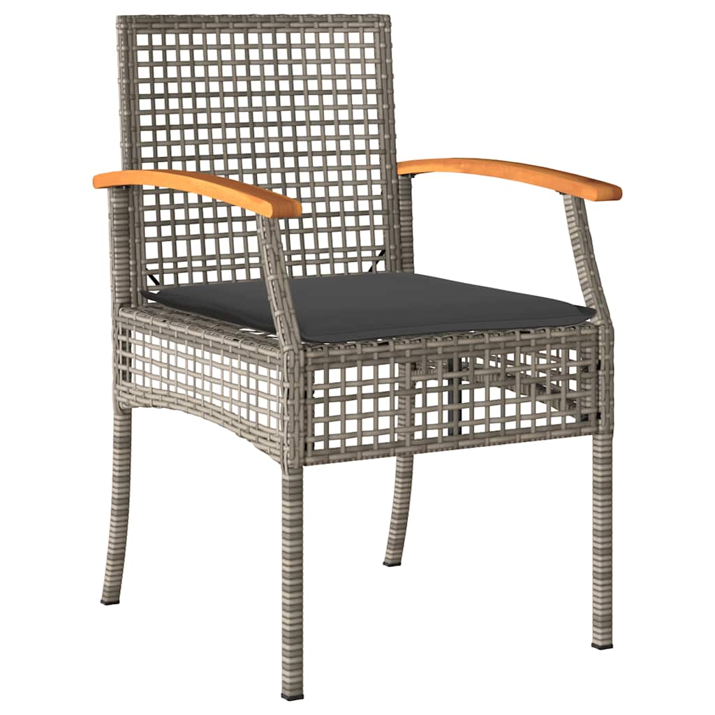 vidaXL 3-Piece Garden Lounge Set with Cushions Poly Rattan Grey