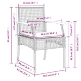 vidaXL 3-Piece Garden Lounge Set with Cushions Poly Rattan Grey