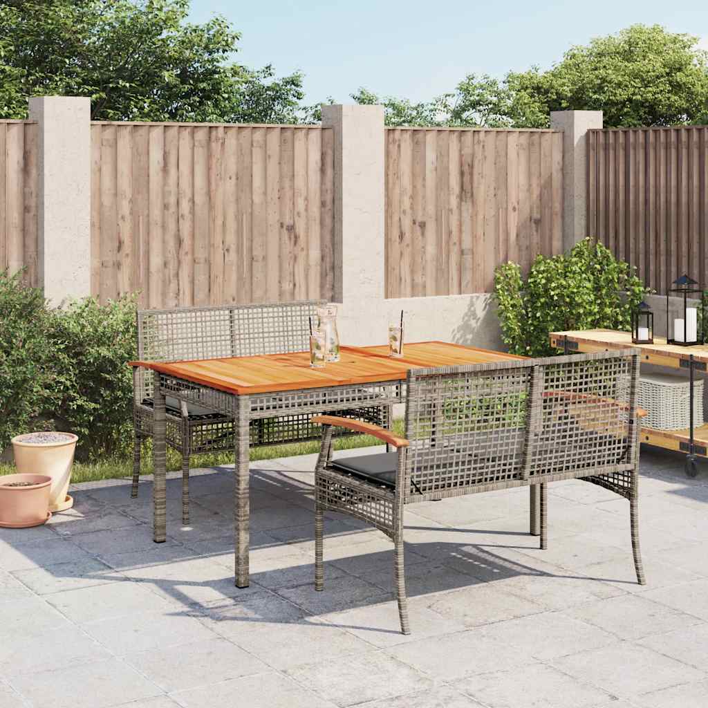 vidaXL 3-Piece Garden Lounge Set with Cushions Poly Rattan Grey