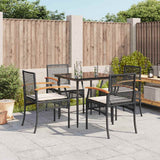 vidaXL 3-delige Tuinset met kussens poly rattan zwart