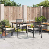vidaXL 3-delige Tuinset met kussens poly rattan zwart