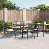 vidaXL 3-delige Tuinset met kussens poly rattan zwart