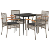 vidaXL 3-delige Tuinset met kussens poly rattan zwart