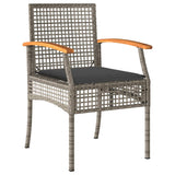 vidaXL 3-delige Tuinset met kussens poly rattan zwart