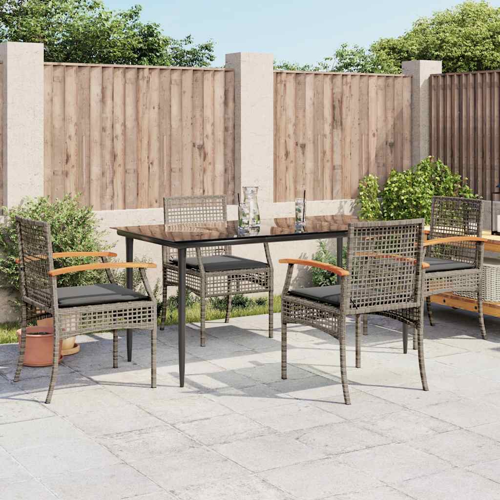 vidaXL 3-delige Tuinset met kussens poly rattan zwart