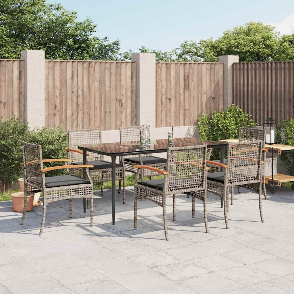 vidaXL 3-delige Tuinset met kussens poly rattan zwart