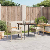 vidaXL 3-delige Tuinset met kussens poly rattan zwart