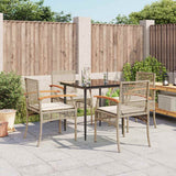vidaXL 3-delige Tuinset met kussens poly rattan zwart