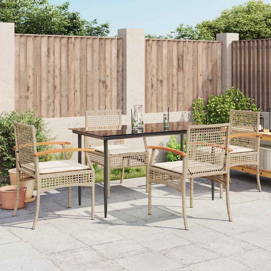 vidaXL 3-delige Tuinset met kussens poly rattan zwart