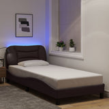 vidaXL Bedframe met LED zonder matras "Hvar" 80x200 cm stof lichtgrijs