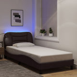 vidaXL Bedframe met LED zonder matras "Hvar" 80x200 cm stof lichtgrijs