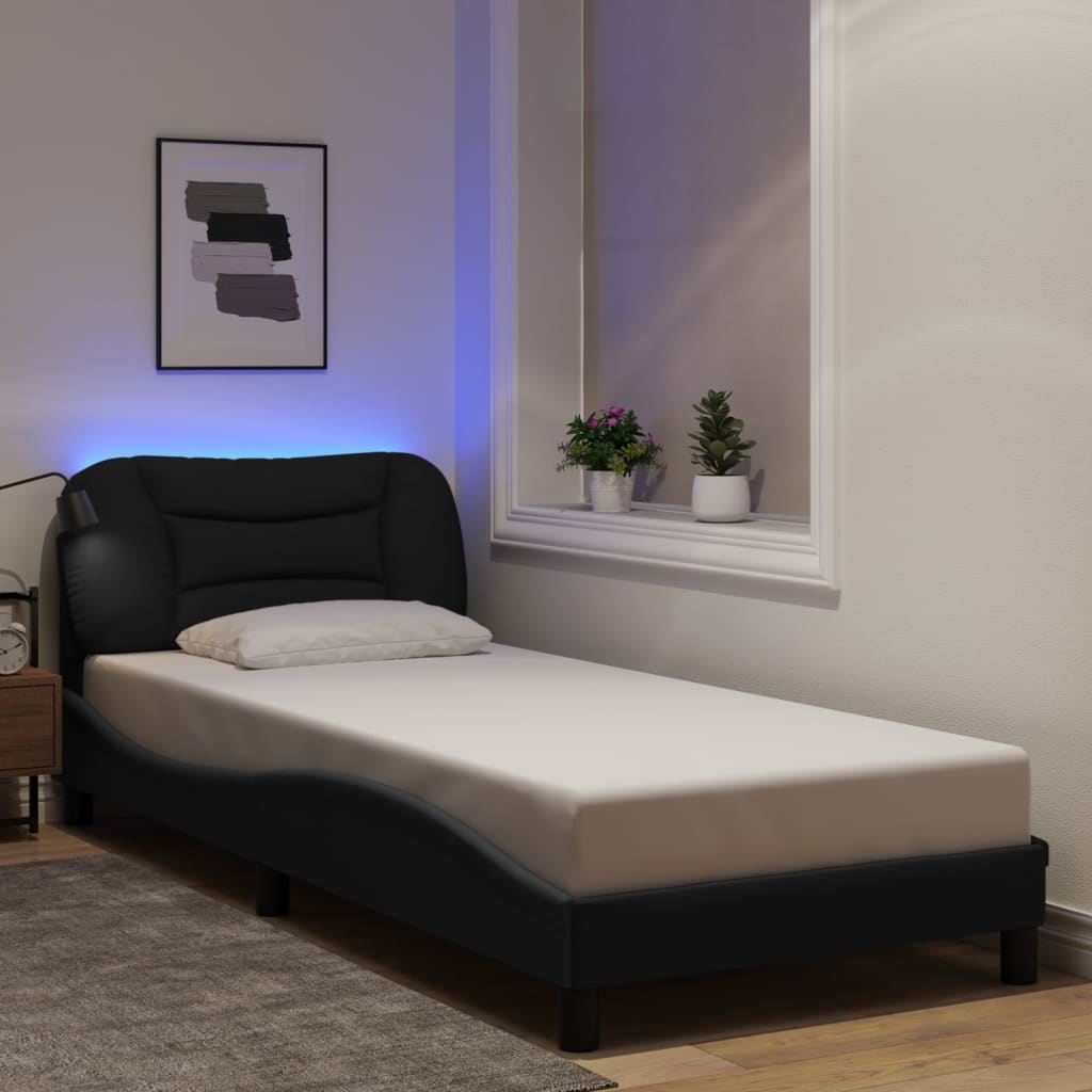 vidaXL Bedframe met LED zonder matras "Hvar" 80x200 cm stof lichtgrijs