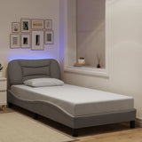 vidaXL Bedframe met LED zonder matras "Hvar" 80x200 cm stof lichtgrijs