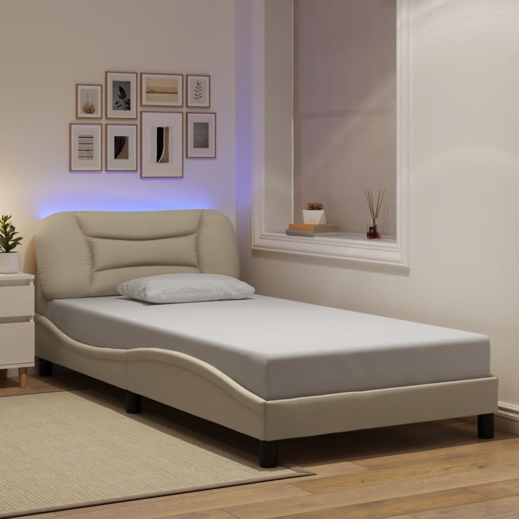 vidaXL Bedframe met LED zonder matras "Hvar" 80x200 cm stof lichtgrijs