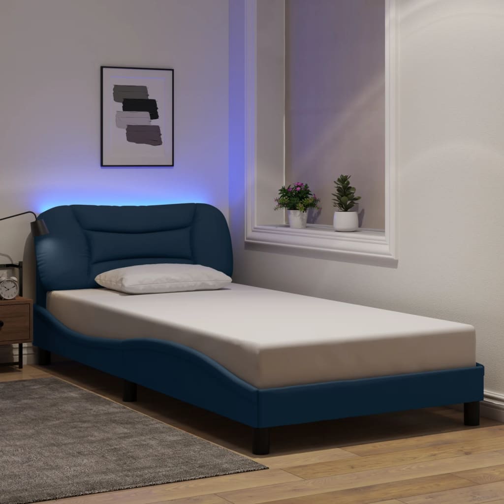 vidaXL Bedframe met LED zonder matras "Hvar" 80x200 cm stof lichtgrijs
