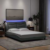 vidaXL Bedframe met LED zonder matras "Hvar" 80x200 cm stof lichtgrijs