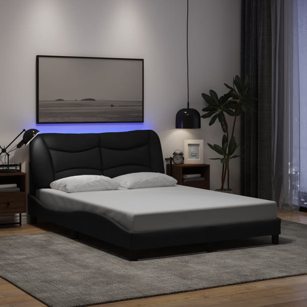 vidaXL Bedframe met LED zonder matras "Hvar" 80x200 cm stof lichtgrijs