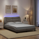vidaXL Bedframe met LED zonder matras "Hvar" 80x200 cm stof lichtgrijs