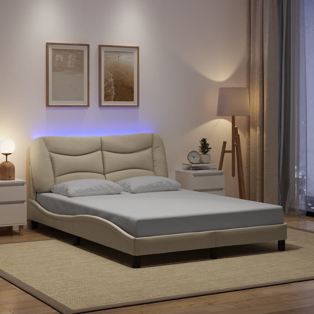 vidaXL Bedframe met LED zonder matras "Hvar" 80x200 cm stof lichtgrijs