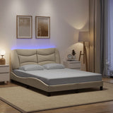 vidaXL Bedframe met LED zonder matras "Hvar" 80x200 cm stof lichtgrijs