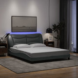 vidaXL Bedframe met LED zonder matras "Hvar" 80x200 cm stof lichtgrijs