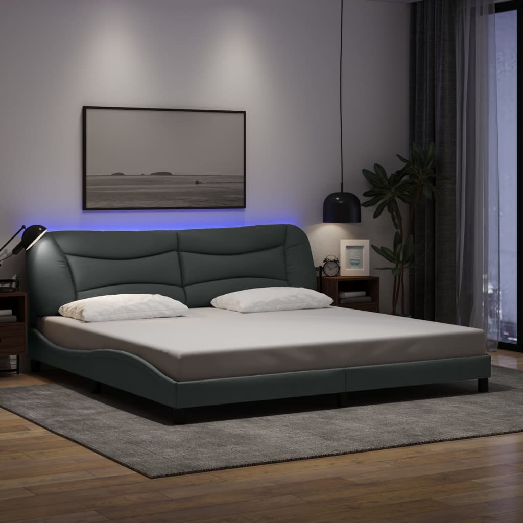 vidaXL Bedframe met LED zonder matras "Hvar" 80x200 cm stof lichtgrijs