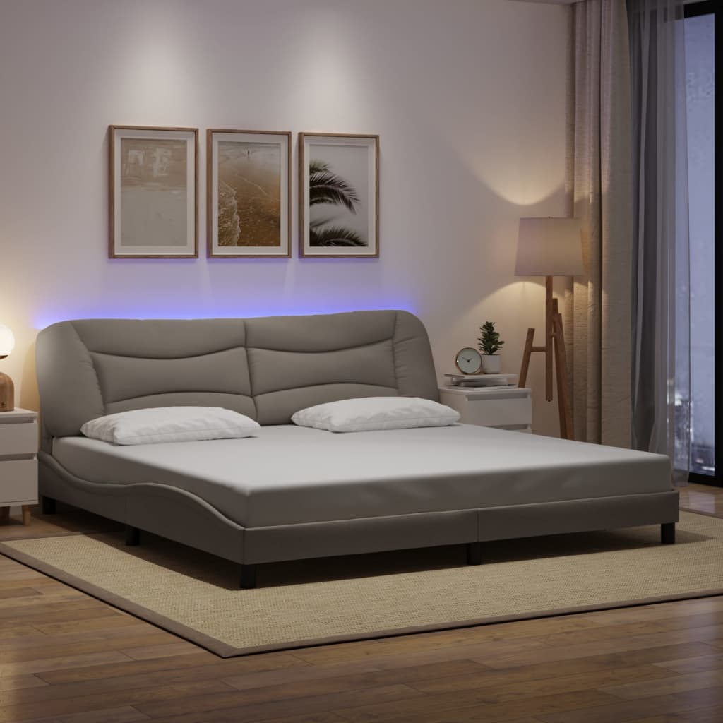 vidaXL Bedframe met LED zonder matras "Hvar" 80x200 cm stof lichtgrijs