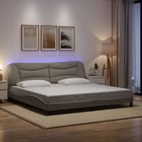 vidaXL Bedframe met LED zonder matras "Hvar" 80x200 cm stof lichtgrijs