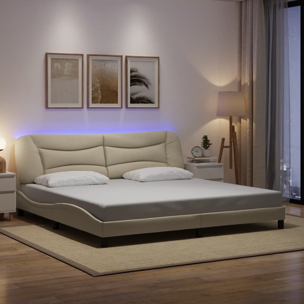 vidaXL Bedframe met LED zonder matras "Hvar" 80x200 cm stof lichtgrijs